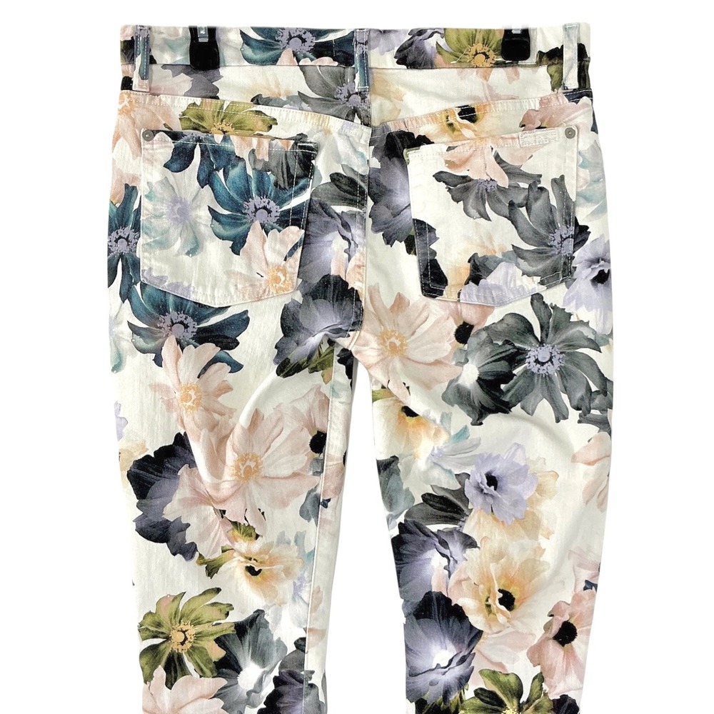 7 For All Mankind Women's Size 32 Floral Print Jeans‎ Straight Leg High Rise - Picture 2 of 12